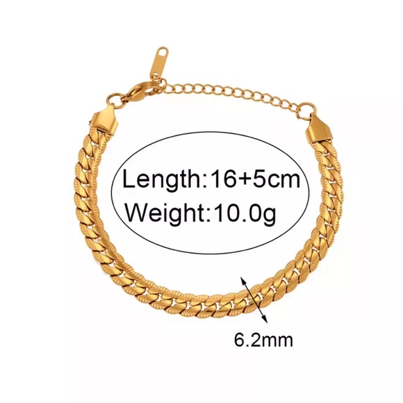 NEW 18K GOLD FLAT CUBAN CHAIN BRACELET, NICE BRACELET, CUTE BRACELET - Picture 6 of 6